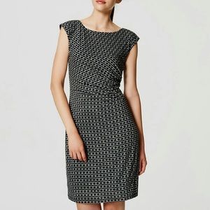 LOFT Grey Sheath Dress with Mosaic Print